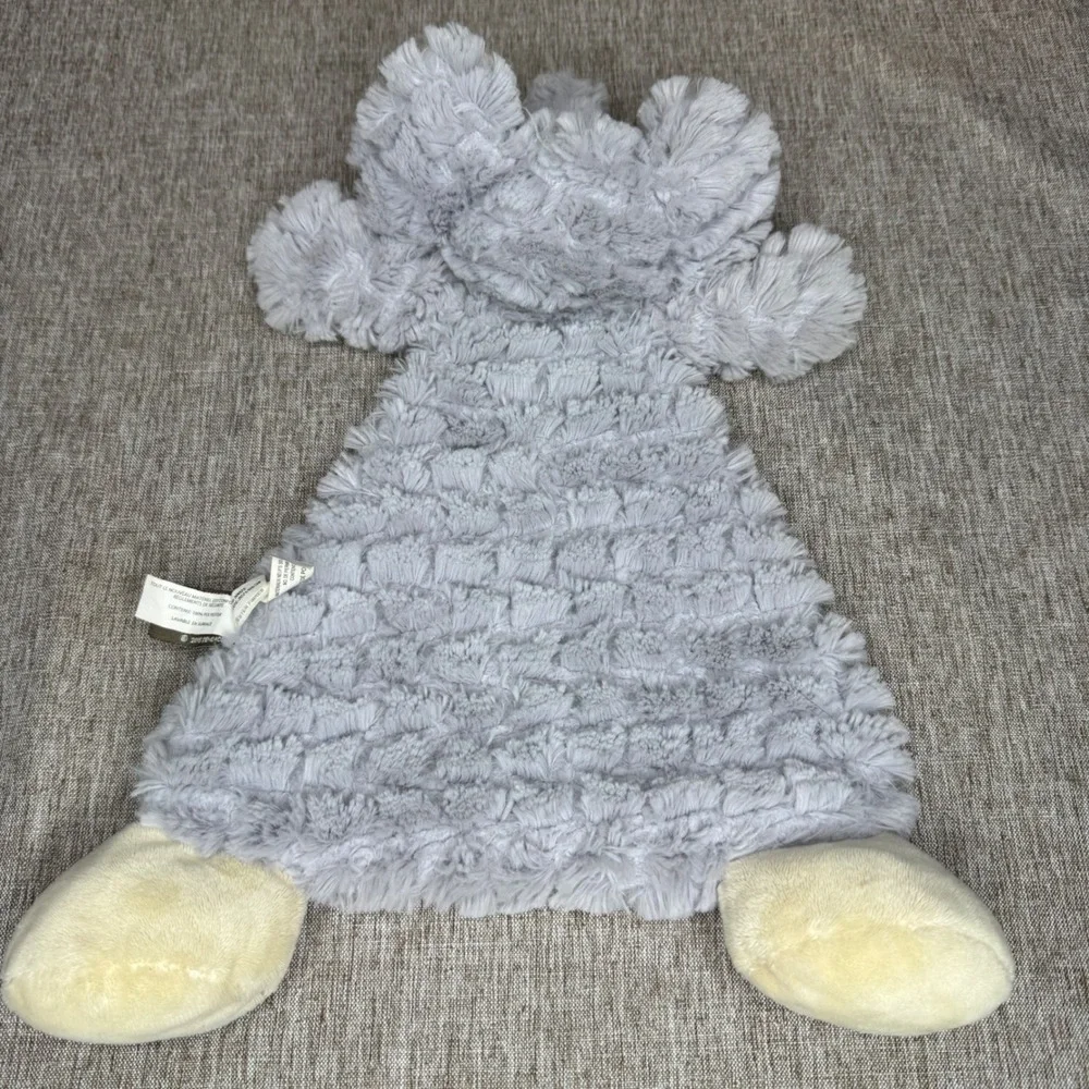 Demdaco Gray Elephant Rippled Faux Fur Plush Lovey Security Blanket